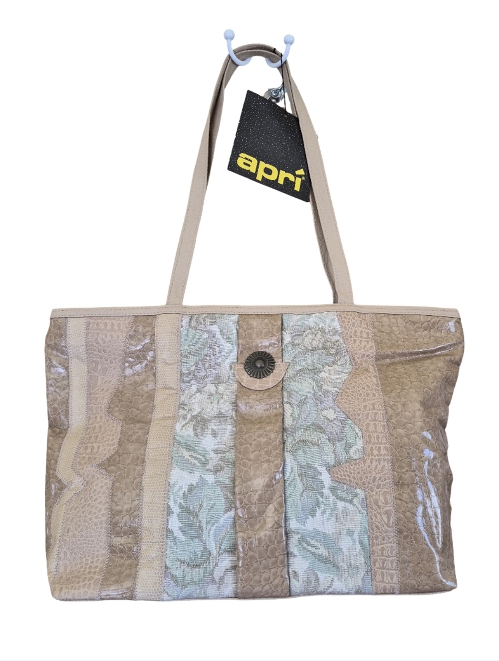 NWT Apri Vintage Beige Patchwork Shoulder Tote